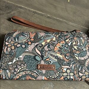 Sakroots Artistic Patterned Wristlet with Brown Accents